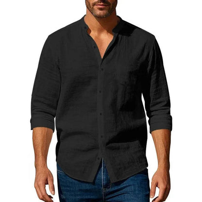 Owen Men's Linen Shirt - fabric and finish detail