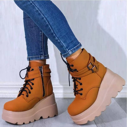 Clara Women's Platform Combat Boots - shown in use