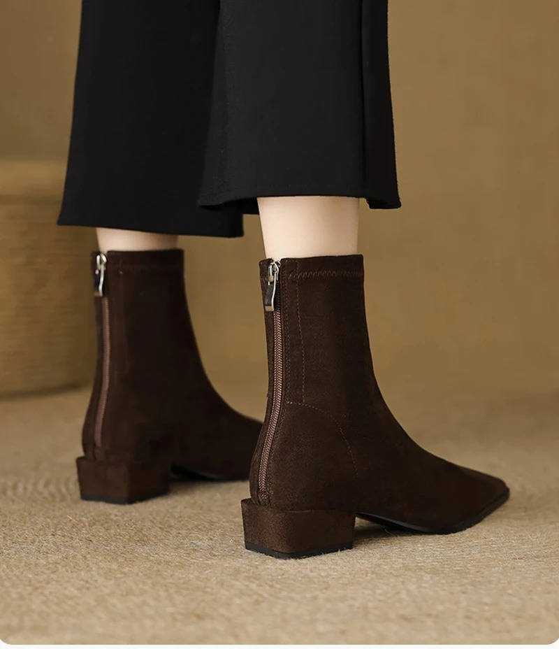 Nadia Women's Suede Ankle Boots - styled view