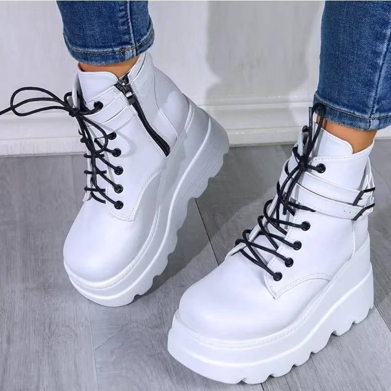 Clara Women's Platform Combat Boots - full-length view