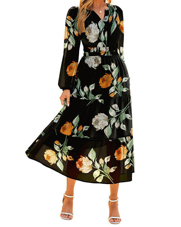 Tilda Women's Floral Maxi Dress - fabric and finish detail