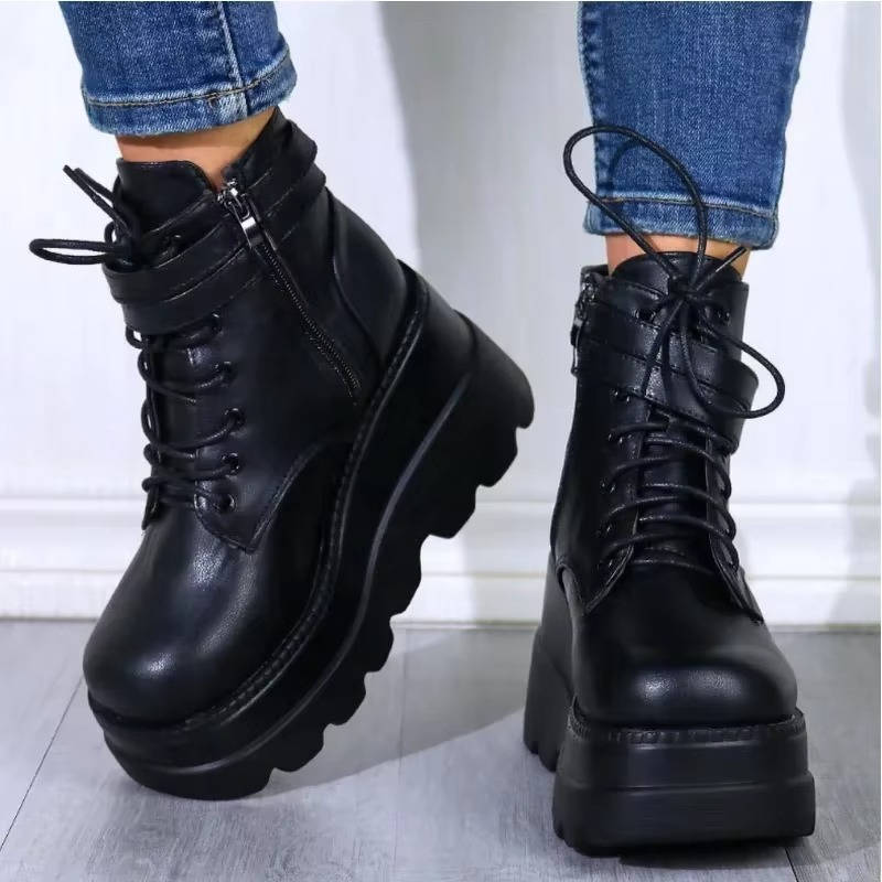 Clara Women's Platform Combat Boots - styled view