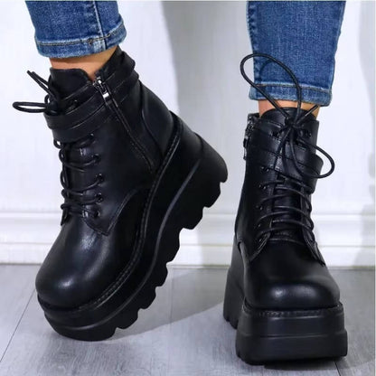 Clara Women's Platform Combat Boots - styled view
