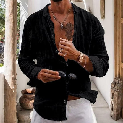 Xavier Men's Linen Shirt - full-length view