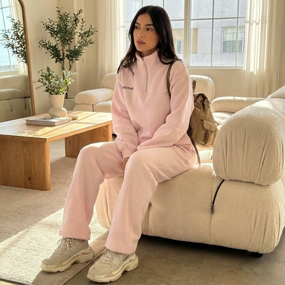 Ensemble survêtement Avery pour femme | Haut à demi-fermeture éclair, pantalon à taille élastique