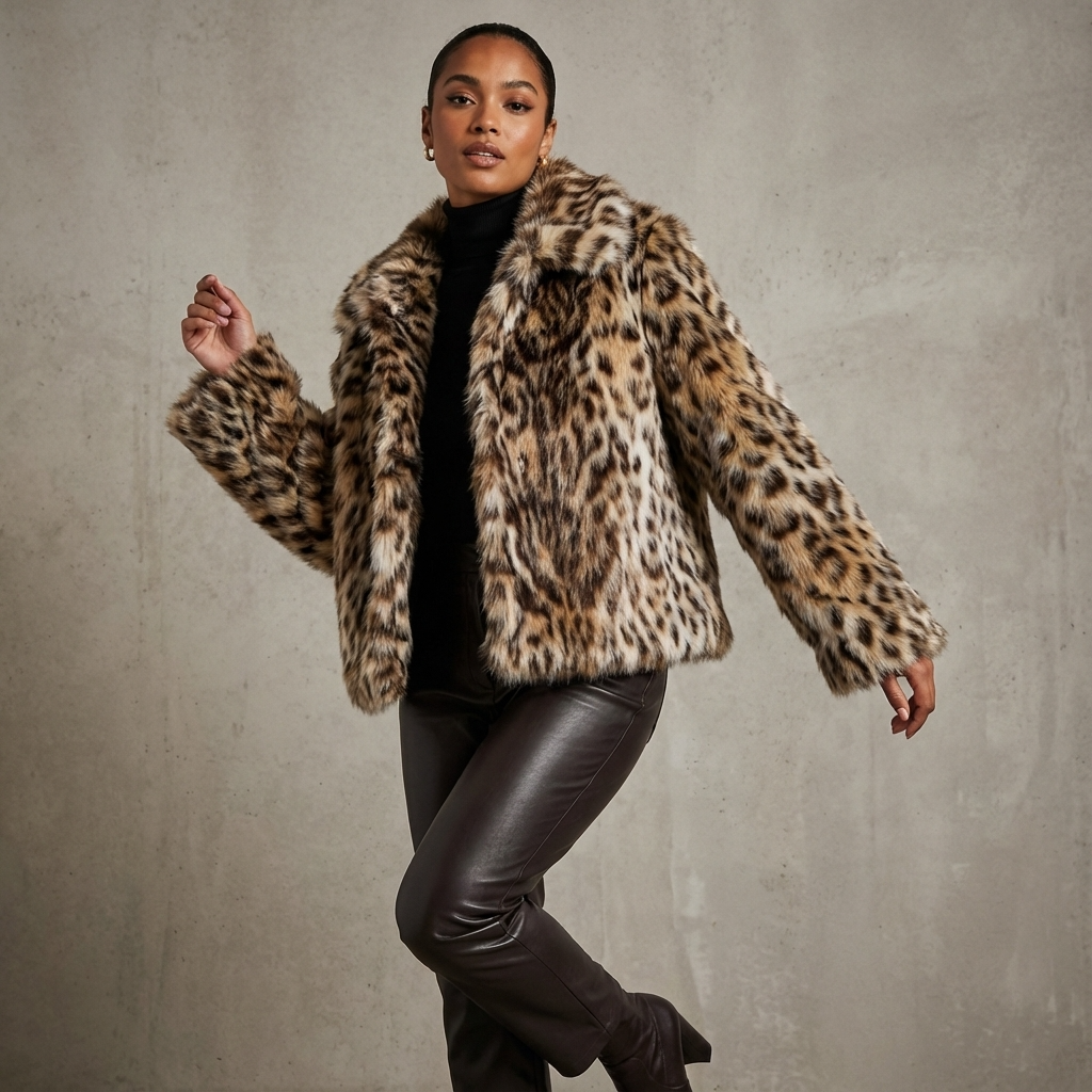 Chaqueta de Piel Sintética para Mujeres Aurelia | Cuello Alto, Silueta Oversized