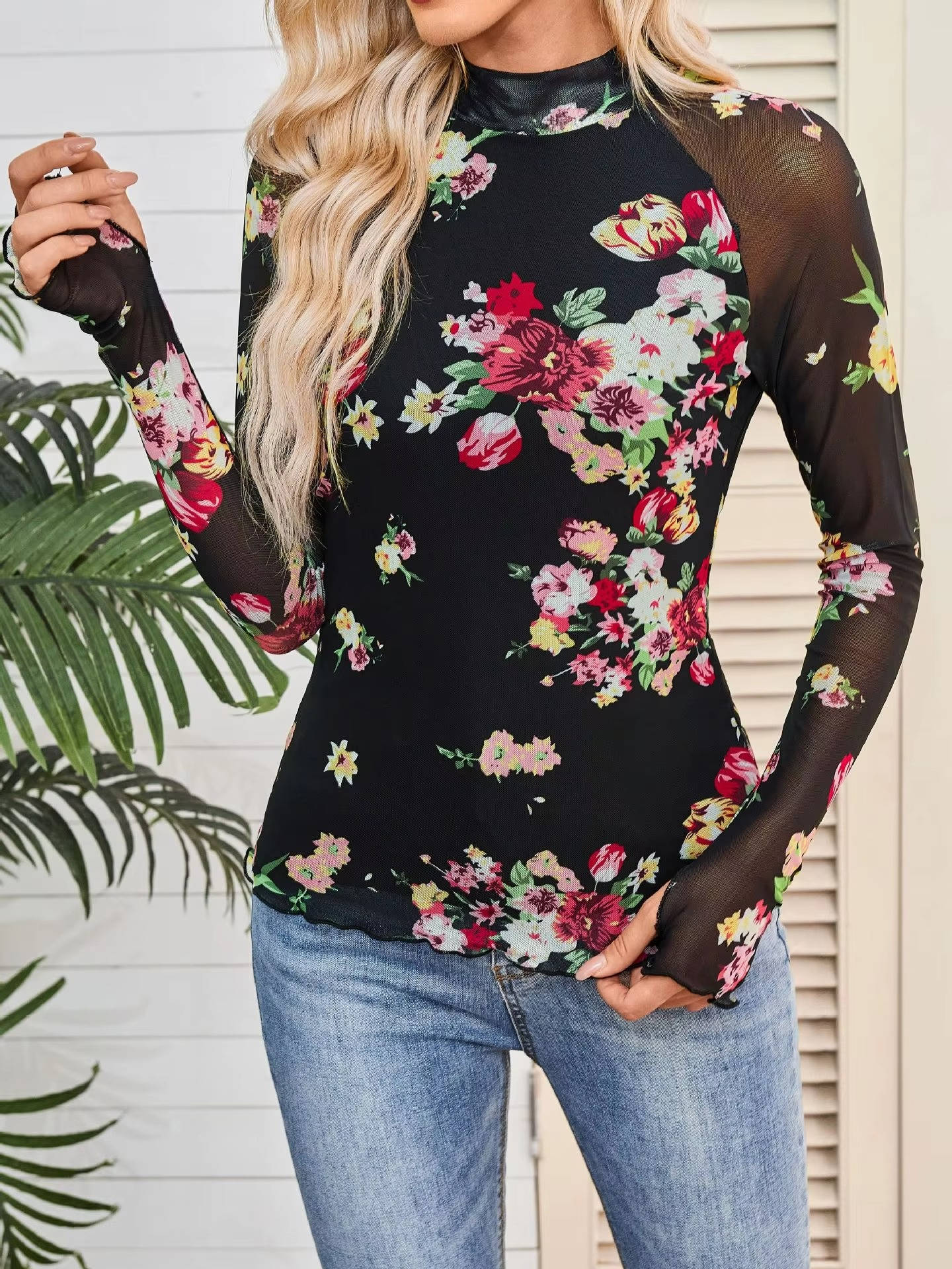 Maren Women's Floral Top - styled view