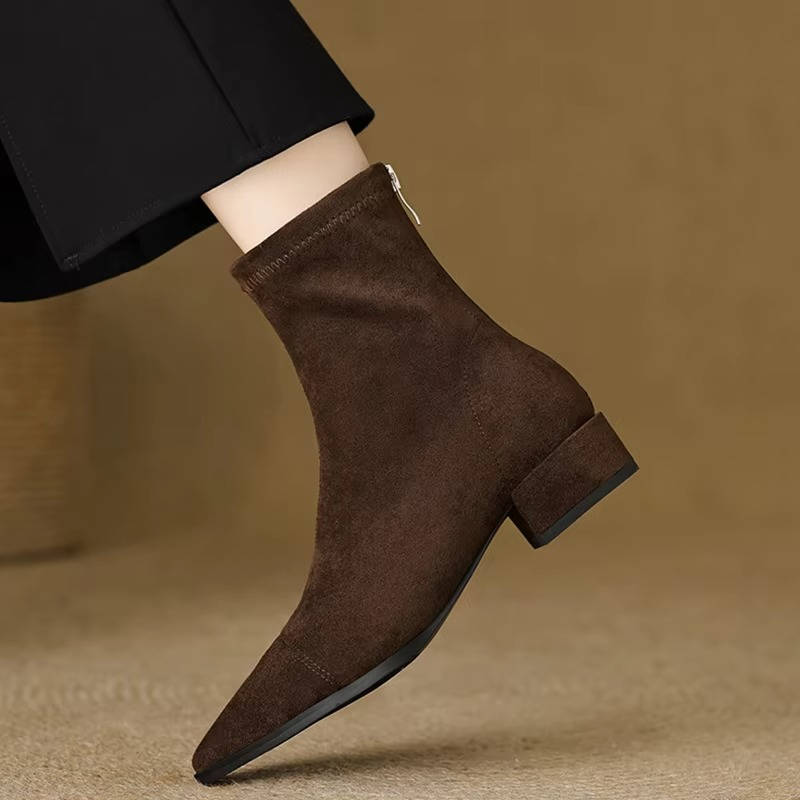 Nadia Women's Suede Ankle Boots - fabric and finish detail