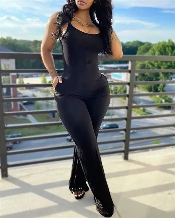 Elsie Women's Jumpsuit | Scoop Neck, Long Sleeve