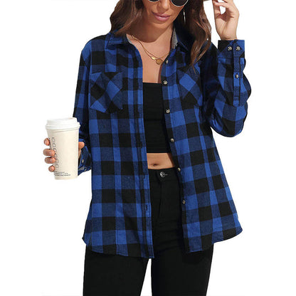 Verity Women's Plaid Blouse - fabric and finish detail
