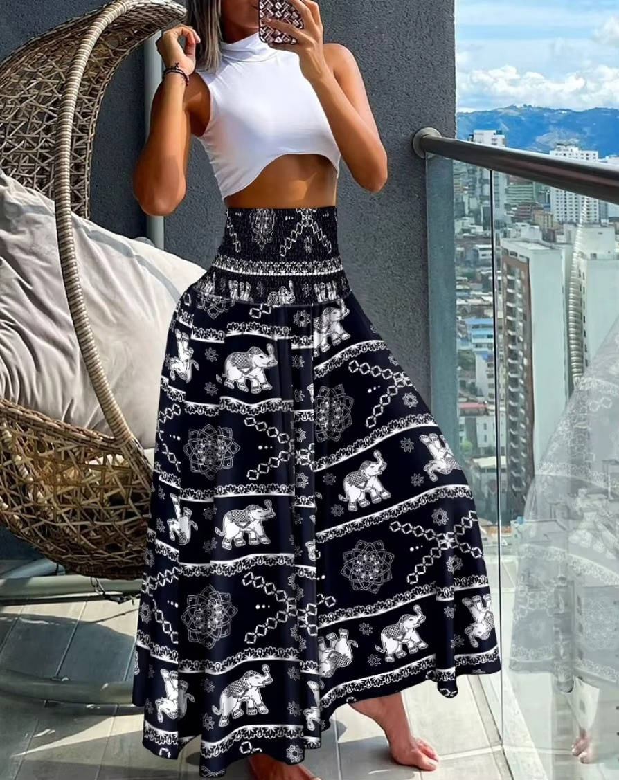 Uma Women's Wide Leg Trousers - full-length view