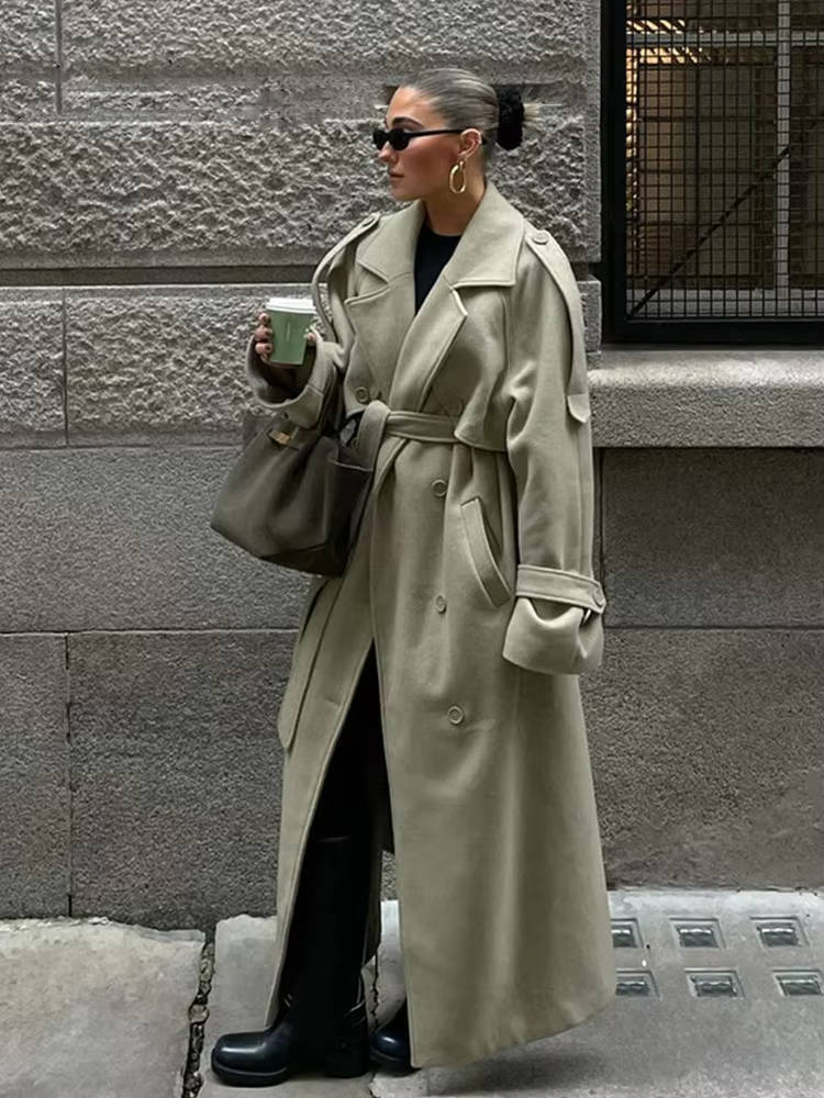 Ines Women's Oversized Trench Coat - front view