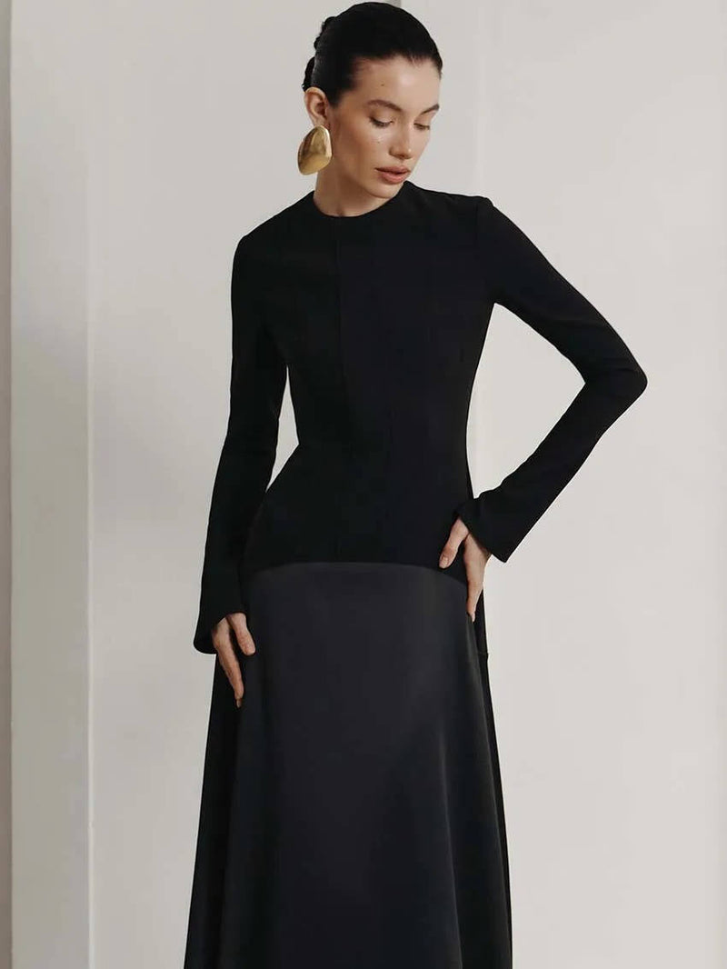 Uma Women's Satin Maxi Dress | Long Sleeve