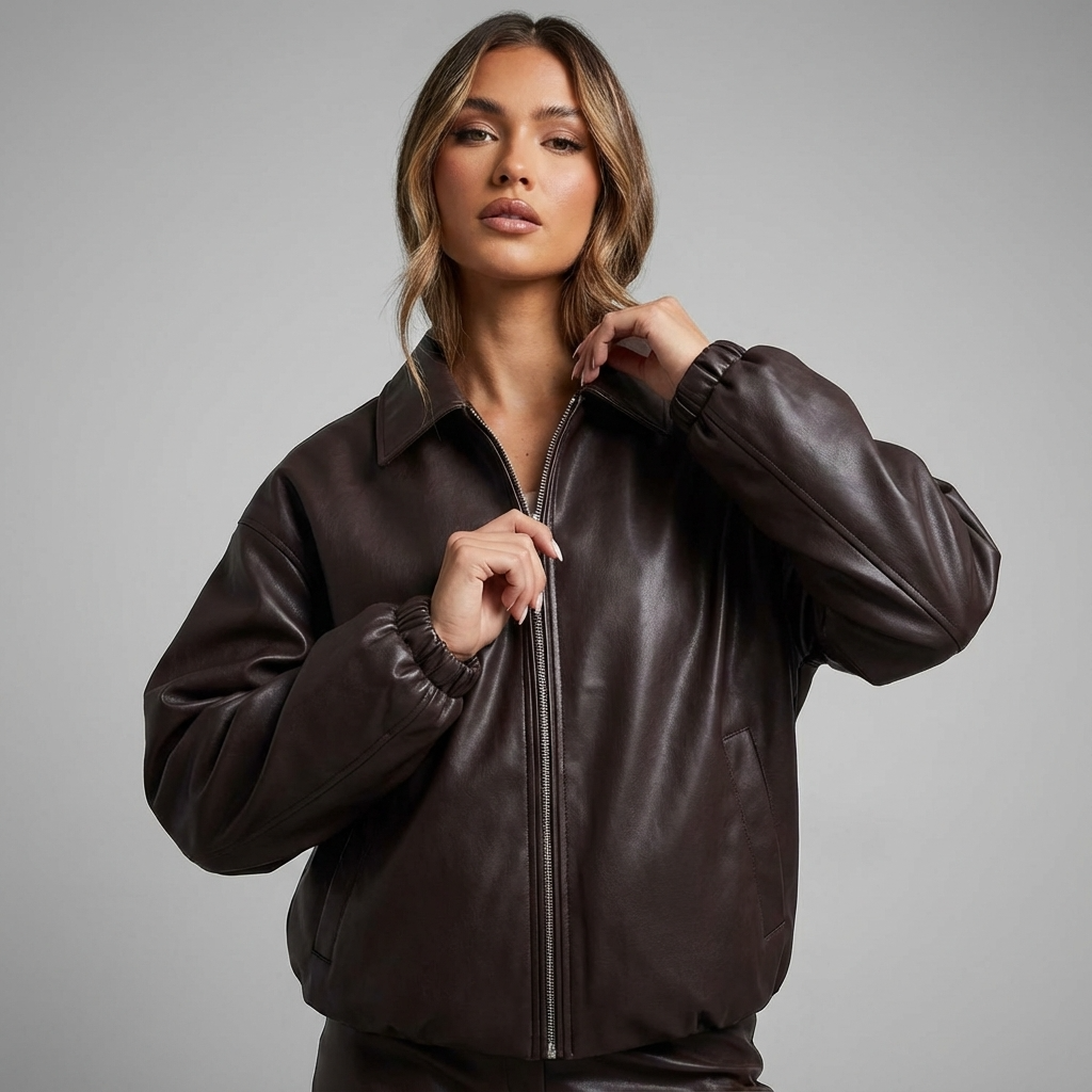 River NATALIA Women’s Bomber Jacket | Zip-Front Design, Cropped Silhouette