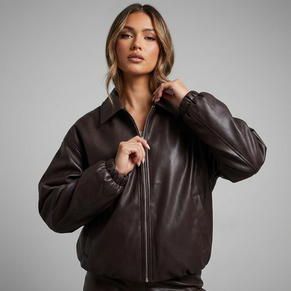 River NATALIA Women’s Bomber Jacket | Zip-Front Design, Cropped Silhouette