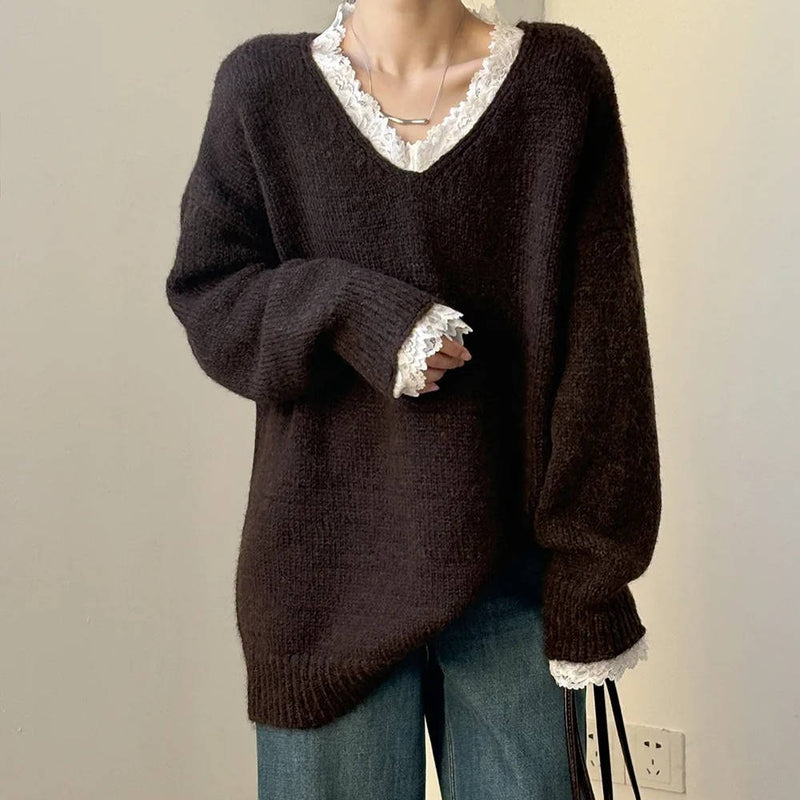 Winona Women's Sweater | Lace, V-neck
