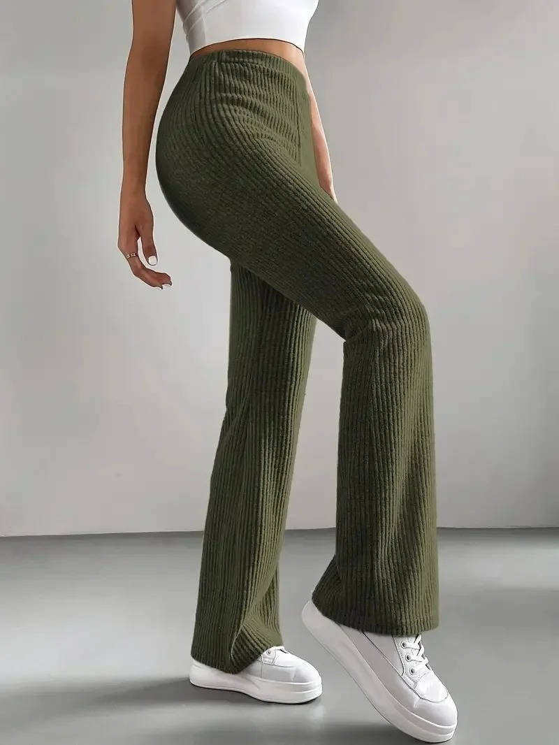 Ivy Women's Ribbed Knit Trousers - fabric and finish detail