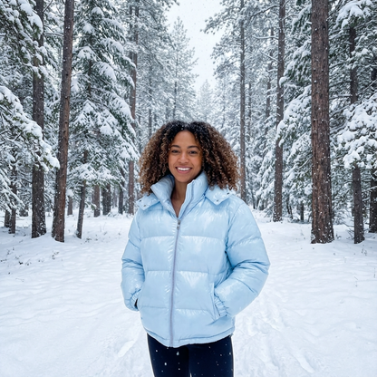 Marina Women’s Puffer Jacket | Hooded Design, Zip Front