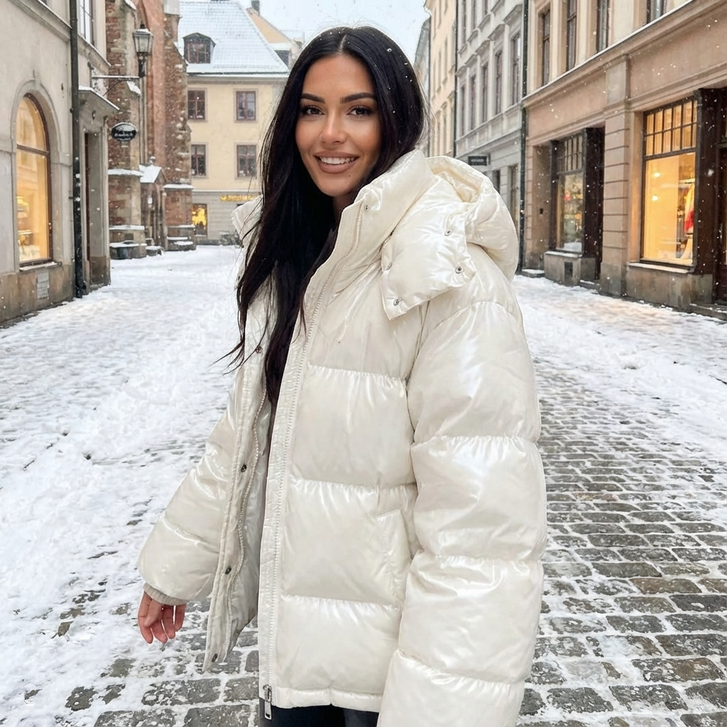 Marina Women’s Puffer Jacket | Hooded Design, Zip Front