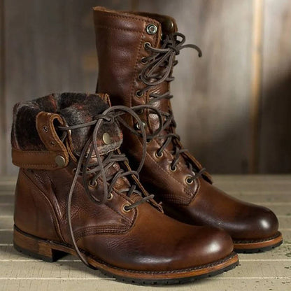 Astrid Women's Combat Boots - fabric and finish detail
