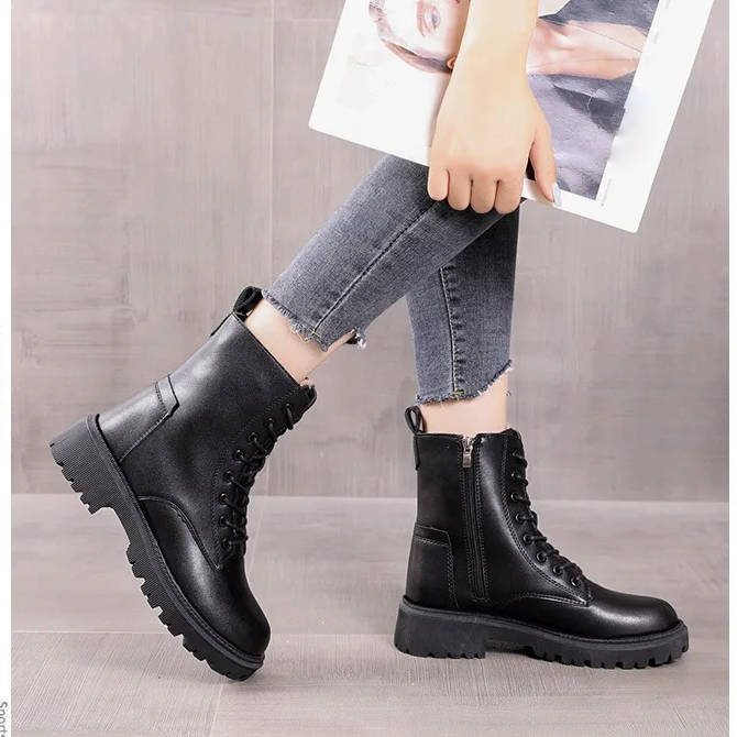 Alba Women's Combat Boots - fabric and finish detail