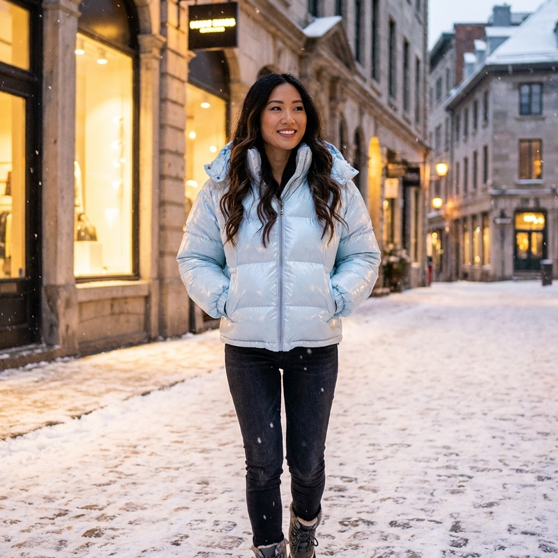 Marina Women’s Puffer Jacket | Hooded Design, Zip Front