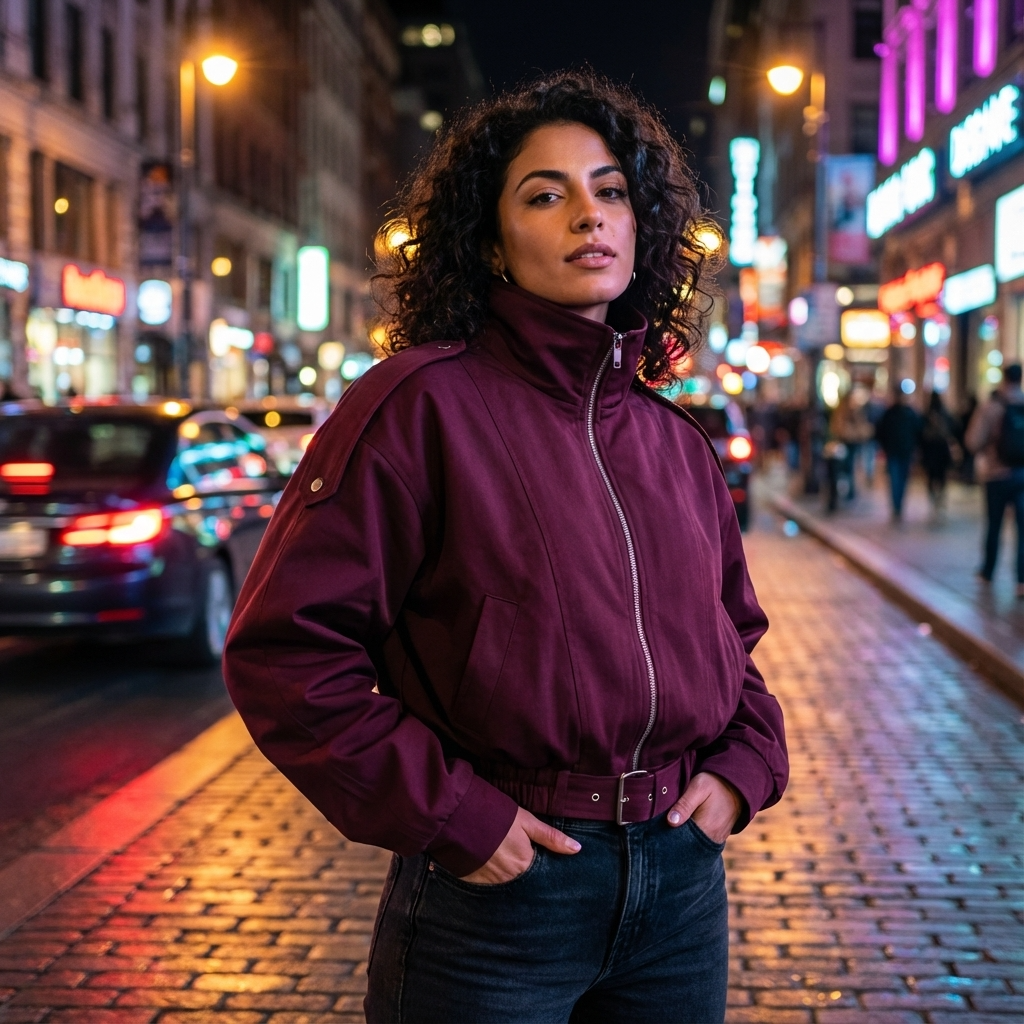 Quarry Mireya Women’s Bomber Jacket | Stand Collar, Tie Waist