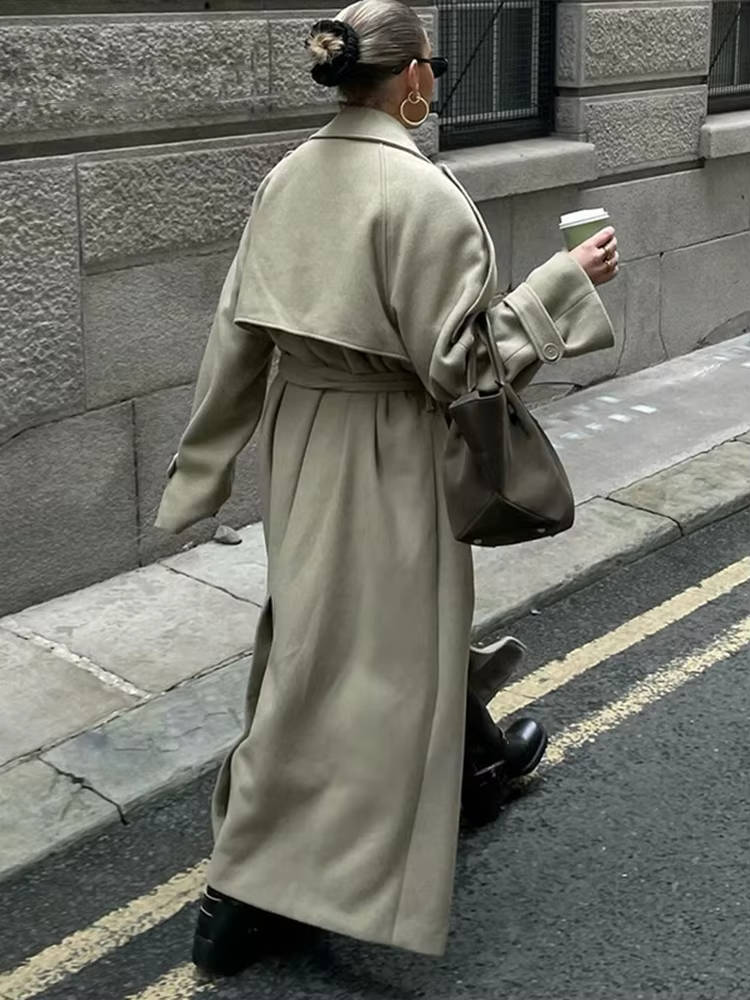 Ines Women's Oversized Trench Coat - fabric and finish detail