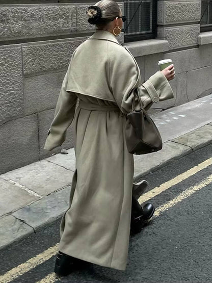 Ines Women's Oversized Trench Coat - fabric and finish detail