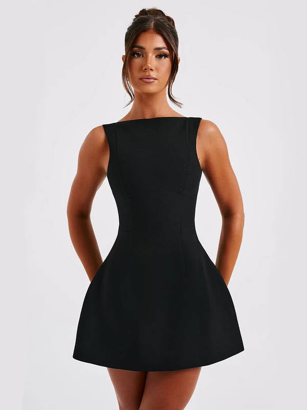 Maya Women's Dress | Backless, A-line, Boat Neck