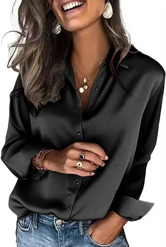 Romy Women's Satin Blouse - fabric and finish detail