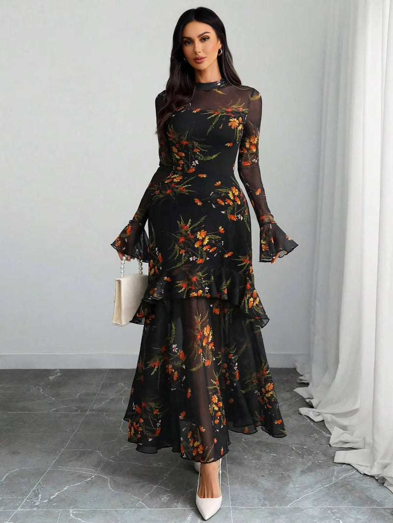 Ines Women's Ruffled Maxi Dress - styled view