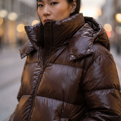 Marina Women’s Puffer Jacket | Hooded Design, Zip Front