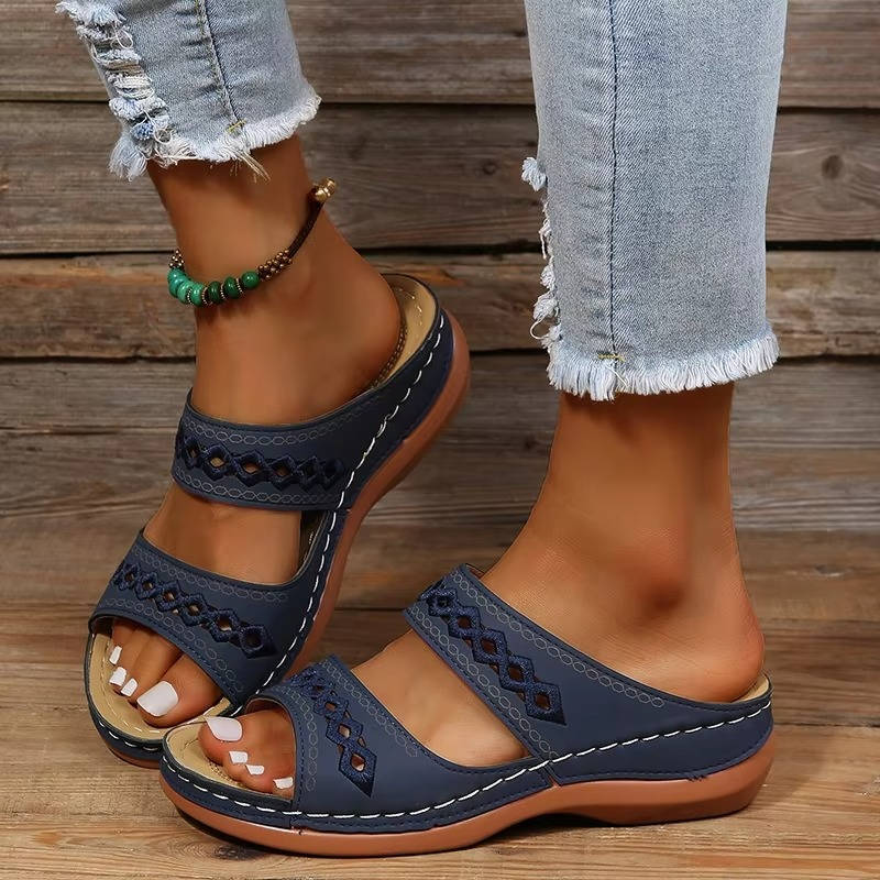 Lumi Women's Sandals | Orthopedic, Embroidered, Open Toe