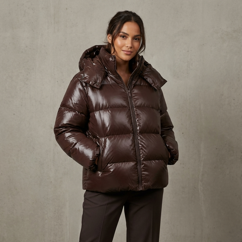Marina Women’s Puffer Jacket | Hooded Design, Zip Front