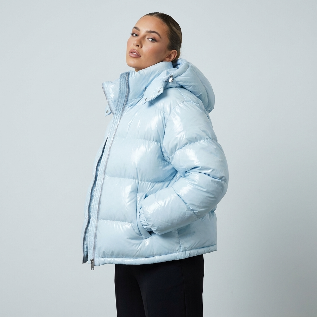 Marina Women’s Puffer Jacket | Hooded Design, Zip Front