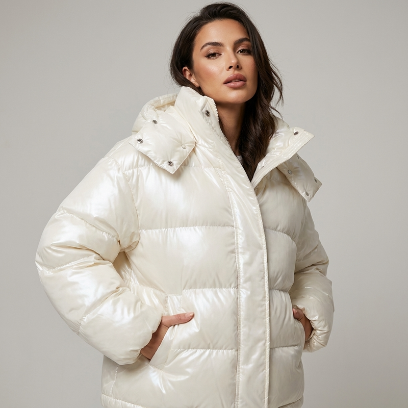 Marina Women’s Puffer Jacket | Hooded Design, Zip Front