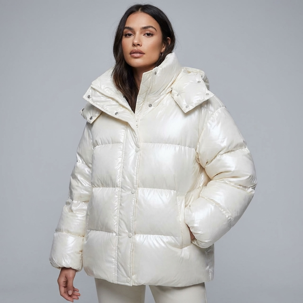 Marina Women’s Puffer Jacket | Hooded Design, Zip Front