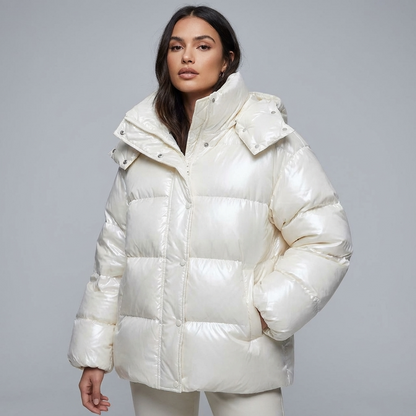 Marina Women’s Puffer Jacket | Hooded Design, Zip Front