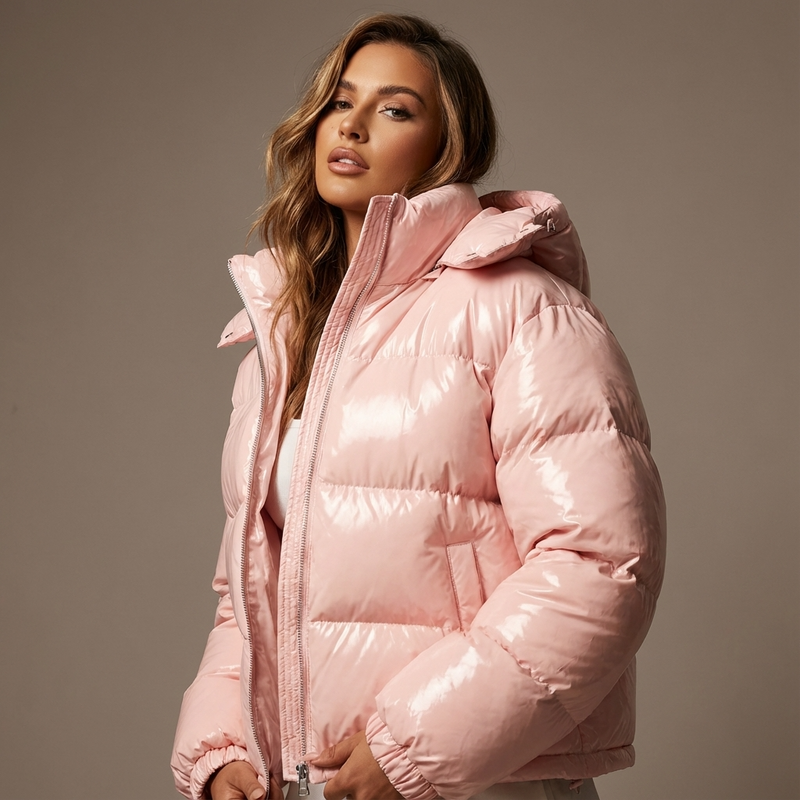 Marina Women’s Puffer Jacket | Hooded Design, Zip Front