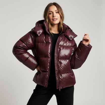 Marina Women’s Puffer Jacket | Hooded Design, Zip Front