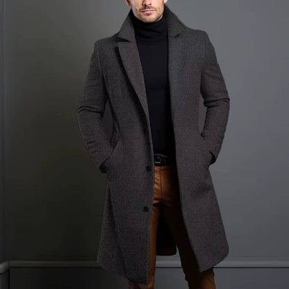 Gray Men's Coat - fabric and finish detail