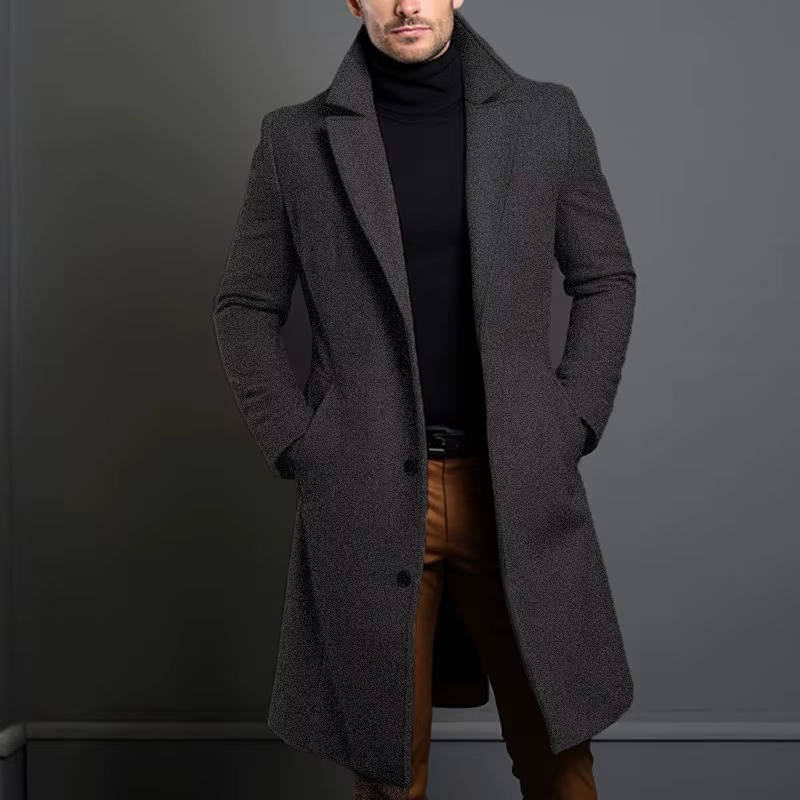 Gray Men's Coat - fabric and finish detail