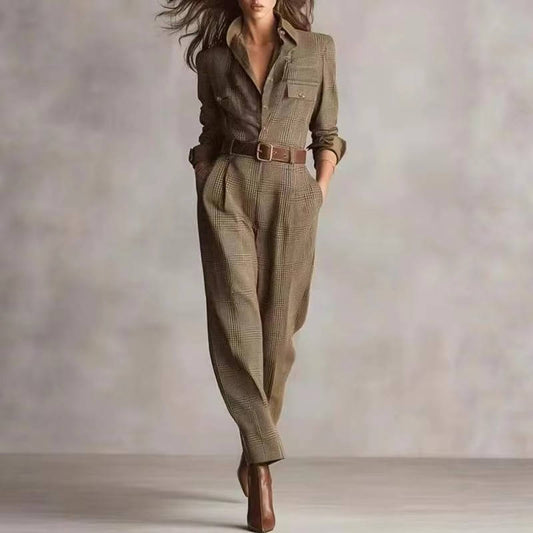 Noor Women's Plaid Jumpsuit - styled view