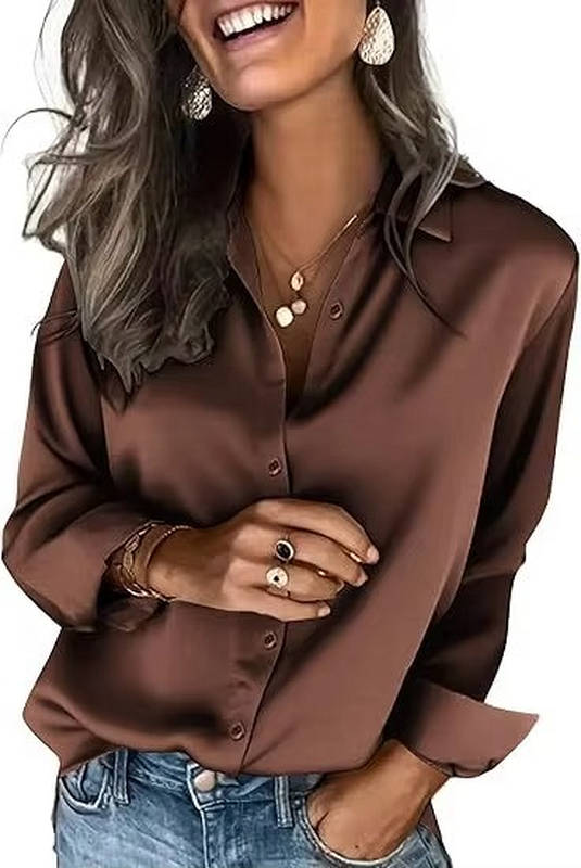 Romy Women's Satin Blouse - back view