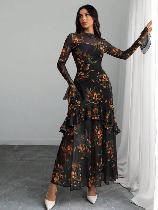 Ines Women's Ruffled Maxi Dress - front view
