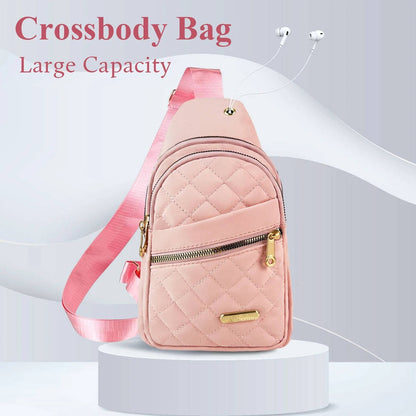 Nadia Women's Quilted Crossbody Bag - styled view