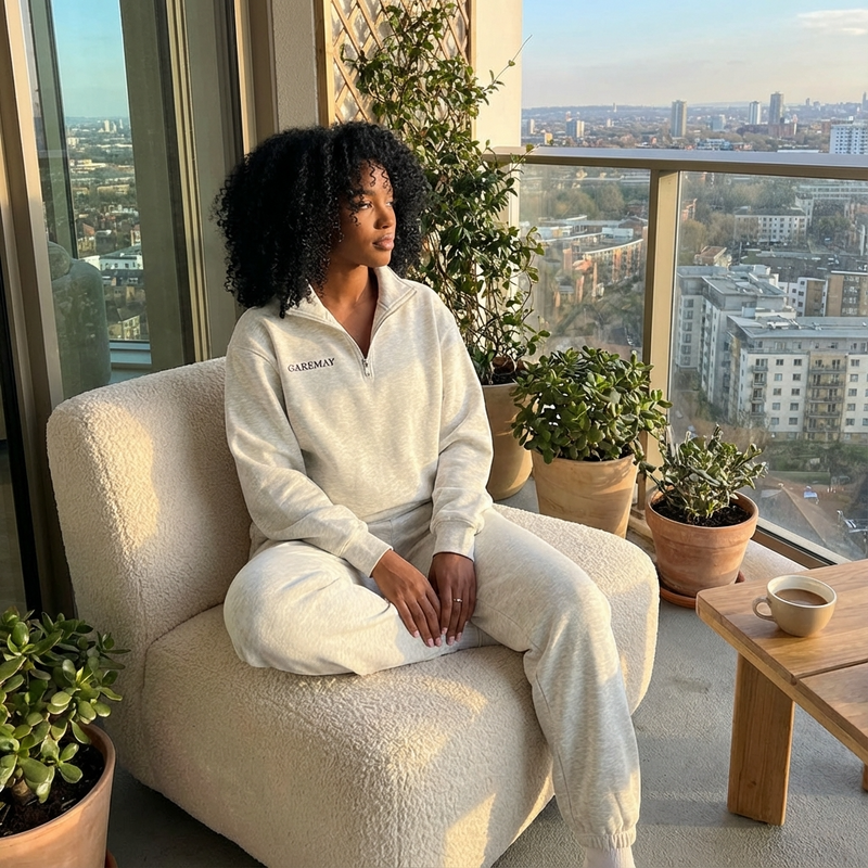 Ensemble survêtement Avery pour femme | Haut à demi-fermeture éclair, pantalon à taille élastique