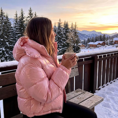 Marina Women’s Puffer Jacket | Hooded Design, Zip Front