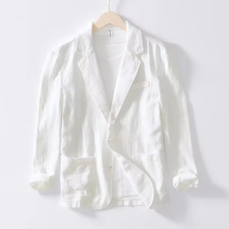 Gideon Men's Linen Blazer - close-up detail